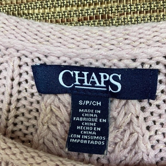 Chaps dusty pink yoke sweater with metallic thread - Picture 3 of 5